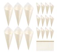 DOITOOL Disposable Wood Cones for Ice Cream Desserts and Appetizer Serving | Charcuterie Presentation, Fruit Picks, Quick Food Sampling, Suitable for Caterers, Restaurant Staff, Bars and Parties