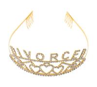 DOITOOL Divorced Tiara for Women with Dazzling Crystals and Lightweight Zinc Alloy, Golden Rhinestone Crown Headband with Combs for Proms and Party Celebrations