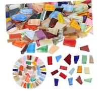 DOITOOL DIY Mosaic Glass Pieces Mixed Color 250g Small Broken Glass Tiles for Crafts Home Decoration Art Supplies Suitable for Mosaic Making Projects Random Color