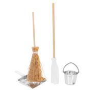 DOITOOL Dollhouse Cleaning Set, Miniature Artificial Mini Straw Brooms, Dustpan, Mop, Bucket Cleaning Tools, Mini Doll Housework Supplies, Dollhouse Furniture Decoration Accessories