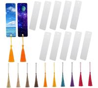 DOITOOL Double Sided Sublimation Blank Bookmarks with Tassels DIY Craft Page Markers for Readers Students Writers Thin Flat Handmade Tags for Decoration