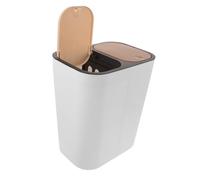 DOITOOL Dual Compartment Plastic Trash Bin for Kitchen and Bathroom White with Two-color Lid Dry and Wet Waste Separation Recycling Bin Household Garbage Container for Efficient Waste