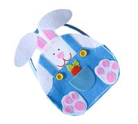 DOITOOL Easter Bunny Treat Bag Blue Cloth Candy Storage Pouch Cartoon Rabbit Shape Easter Candy Packaging Bag for Party Favor