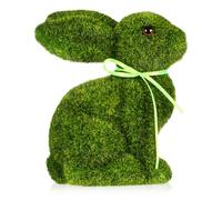 DOITOOL Easter Flocked Bunny Statue - 15.5cm Lightweight Green Moss Artificial Turf Rabbit Figurine - Realistic Spring Animal Centerpiece Decoration for Indoor Tabletop Shelf Garden and Outdoor Patio