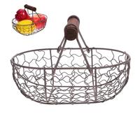 DOITOOL Egg Storage Wire Egg Basket with Wood Handle Country Vintage Style Gathering Basket Wire Fruit Storage Basket Vegetables Container for Carrying and Collecting Chicken s Holder