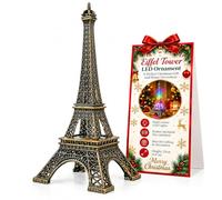 DOITOOL Eiffel Tower LED Ornament, Small Antique Bronze Metal Pa-ris Model | Light-Up Landmark Decoration With Batteries Included For Shelves, Desks And Pa-ris-Themed Gift, With A Detailed Tower Shape