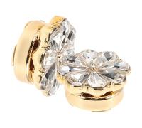 DOITOOL Elegance and Grace Button Covers Rhinestone 2pcs Flower-shaped Alloy Material with Golden Finish for Women for Anniversaries and Formal Wear