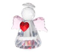 DOITOOL Elegant Crystal Angel Figurine with Heart Wings Small Desktop Ornament for Bedside Tables and Workspaces, Home Accent and Guardian Collectible