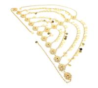 DOITOOL Elegant Golden Tassel Forehead Chain Headpiece for Women, Zinc Alloy Coin Design, Comfortable and Delicate Hair Styling Accessory for Parties and Themed Events
