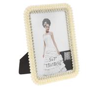 DOITOOL Elegant Rectangular Pearl Picture Frame in White Resin for Displaying Photos and Decoration, for Anniversary Or Living Room Use, Stylish 7-inch Frame for Family Or Wedding Memories