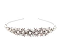 DOITOOL Elegant Rhinestone Pearl Headband for Weddings and Family Gatherings, Comfortable Silver Metal Hair Hoop with Shiny Abs and Zinc Alloy Materials, Bridal Hair Accessory