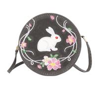 DOITOOL Elegant round Corduroy Embroidery Bag with Chinese Antique Style, or Dried Flowers Packaging, Unique Han Costume Inspired Handbag