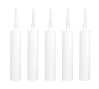 DOITOOL Empty Caulk Tubes : 5PCS Plasic Refillable Empty Mastic Tubes, Professional Universal Reusable Caulking Sealant Cartridge Caulking Nozzle for Tile Window Roof Sealant,White