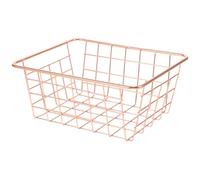 DOITOOL European Style Rose Gold Iron Storage Basket Desktop Organizer for Snacks Fruits Small Metal Fruit Basket for Home Multifunctional Decorative Storage Organizer for Living Bathroom