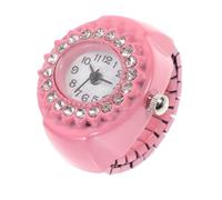 DOITOOL Fashionable Pink Rhinestone Watch Ring for Women with Quartz Movement and Glass Material, Decorative and Convenient Time Display, for Casual Wear