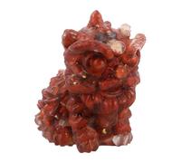 DOITOOL Feng Shui Red Lion Crystal Figurine 2.6" with Crystal Stone Decor Mini Lion Statue for Home Shelf Prosperity and Happiness Ornament