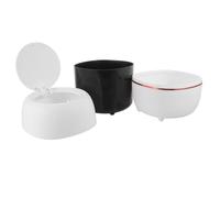 DOITOOL Flip Lid Trash Can Mini Waste Bin Plastic White Lightweight Space-saving for Office Table Bathroom Vanity Countertop and Friends