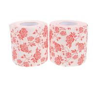 DOITOOL Floral Toilet Paper Rolls Thick Wood Pulp Paper 2pcs with Rose Flower Print Decorative Napkins Assorted Colour Printed Reusable Tissue for Weddings and Bathroom Use