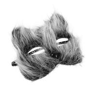 DOITOOL Fluffy Half Fox Mask for Halloween Party and Masquerade Ball Comfortable Black and White Long Hair Animal Mask for Adults Unique Cosplay Face Accessory to Stand Impress