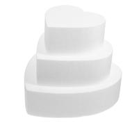 DOITOOL Foam Cake Dummies White Heart Shaped 3pcs for Icing Practice and Hone Sculpting Skills Simulated Cakes 25x25x5cm Each, for Romantic Occasions and Valentine’s Day Display