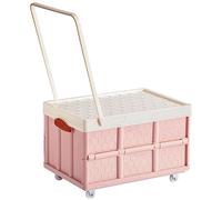 DOITOOL Foldable Storage Box with Wheels and Lid Stackable Plastic Clothes Organizer Bin for Home Vehicle Trunk and Outdoor Use 16.54X11.42X9.45 Inches