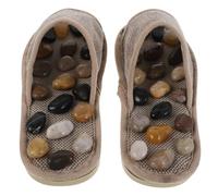 DOITOOL Foot Massage Slippers Pebble EVA Cotton Linen Unisex Home | Non-slip for Bathroom Use, Khaki Colour, Women and Men Sizing 39-40, Ergonomic Pebble Design