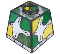 DOITOOL French Stained Glass Lampshade Replacement, Dove Pattern Square Pendant Light Cover with 42Mm Aperture, Small Decorative Glass Shade for Bathroom and Ceiling Fixtures