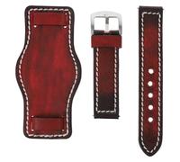 DOITOOL Genuine Leather Watch Band Replacement Wristband 20mm with Mat Slim, Comfortable and Lightweight for Red Strap Most Sports and Daily Life
