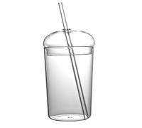 DOITOOL Glass Cups with Lid and Straw, 150ml Wide Mouth Bubble Tea Cup with Straw for Food Juice, Coffee, Smoothie, Tea, Jam, Transparent Drinking Glass with Lid