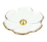 DOITOOL Glass Incense Stick Holder Water Drop Design Multi-functional with Gold Edge Purifies The Air, Simple Artistic Desktop Ornament for Yoga Room Or Tea House