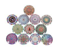 DOITOOL Glass Patches Random Color Round 40pcs Lotus Pattern 12mm DIY Decorative Glass Charms Creative Delicate Stickers for Jewelry Making and Crafting Suitable for Clock and Cuff Link