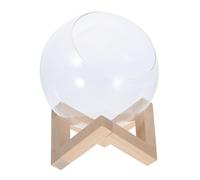 DOITOOL Glass Plant Terrarium Jar with Wooden Stand for Succulent and Hydroponic Plants Transparent Tilted Opening Glass Container for Easy Growth Monitoring Decorative Tabletop Planter