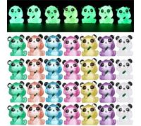 DOITOOL Glow in the Dark Mini Panda Figurines Set 56 Pcs Resin Animals for Garden Indoor Micro Landscape Diy Crafts Cute Tiny Glowing Panda Decorations 1.0 X 1.2 X 0.8 Inches