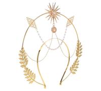 DOITOOL Golden Ancient Style Headband for Women, Copper Radiant Crown Hairpiece, Easy to Wear and Take, for Carnival and Party Accessories