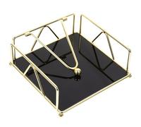 DOITOOL Golden Napkin Holder with Smooth Bottom and Unique Shape, Iron and Acrylic Decorative Tissue Stand for Houses and Dining Tables, Stylish Design to Keep Napkins Clean and Dry
