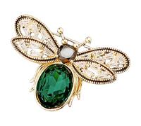 DOITOOL Green Crystal Bee Brooch Pin for Women Alloy and Rhinestone, Secure Wearing Metal Lapel Pin Accessory, Stylish Dress Decoration for Clothes and Hats