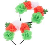 DOITOOL Green Irish Festival Headband Hair Accessory, Fabric 2pcs for Women | St Patrick's Day Party Wear, Clover Rose Shamrock Design, Lightweight Comfortable Fit, Daily Use