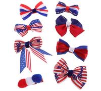 DOITOOL Hair Clips Featuring Red White Blue Striped Polyester and Metal Material Patriotic 8pcs for Women Designed for Lasting Use Such as Independence Day and Special Occasion Attire