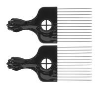 DOITOOL Hair Pick Comb Safe for Scalp and Promotes Blood Circulation 2pcs with Steel Needle and Amber Brown Plastic Handle for Salon and Home Hair Styling