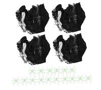 DOITOOL Halloween Cobweb Decor with Black Artificial Spider Webs and Simulated Spiders Lightweight Halloween Party Prop for Indoor Outdoor Haunted House and Stage Performances