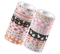 DOITOOL Halloween Decorative Pumpkin Washi Tape Set with Cute Pumpkin and Ghost Patterns 12 Rolls Versatile Cuttable Paper Tape for Crafting and Themes, for DIY Journals and Seasonal