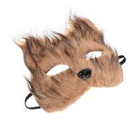DOITOOL Halloween Fox Half Face Mask for Adults Fluffy Brown Artificial Fur Animal for Cosplay Party Ball and Halloween Decor Comfortable and Stylish Party Horror Accessory