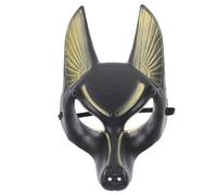 DOITOOL Halloween Wolf Mask Egypt God of Death Role Play Mask Carnival Halloween Cosplay Costume Accessory, Wolf Cosplay Prop, Black Plastic