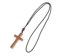 DOITOOL Handcrafted Wooden Cross Necklace for Car Rearview Mirror Vintage Christian Prayer Pendant for Men and Women Wood Cross Decoration Fit Religious Charm