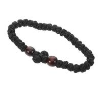 DOITOOL Handmade Black Wood Bead Bracelet for Men with Thread Rope, Comfortable Feel and Resistant to Fading, Woven Grasping Hand Bracelet Suitable for Meditation and Prayer