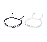 DOITOOL Handmade Shell Bracelet Crafted from Black and White Rope 2pcs with Unique Woven Shell Design a Fashion Jewelry Decoration on Birthdays or Anniversary Celebrations