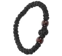 DOITOOL Handmade Wooden Prayer Bead Bracelet for Women and Men with Black Thread Rope, 10mm Wood Beads, Woven String Design, Resistant to Fading and Deformation, Suitable for Religious