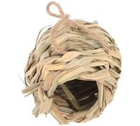 DOITOOL Handwoven Straw Bird Nest and Small Animal House, Beige Breathable Rustic Straw Hut for Providing a Comfortable Habitat and Building Nests in Cold Winter or Hot Summer