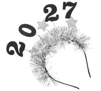 DOITOOL Headband Set for Celebratory Events and Dances 2027 New Year Eve with Silver Iron and Cloth Material, Comfortable and Adjustable Festive Hair Accessories