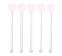 DOITOOL Heart Cocktail Stirrer Glass Mixing Stick Set Creative Decorative Bar Swizzle Sticks for Drinks Coffee Lemonade Iced Tea Home and Restaurant Use